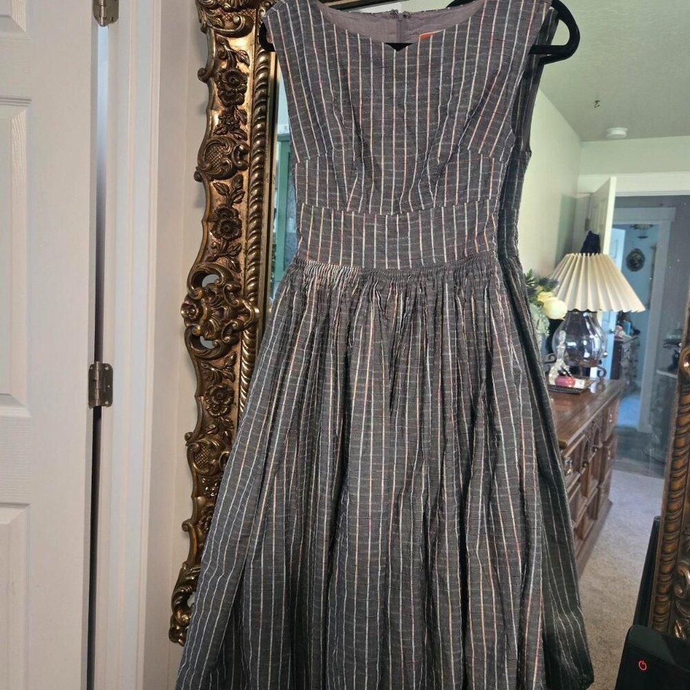 Grey and white striped Modcloth dress